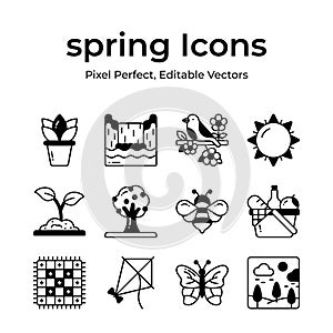 Beautifully designed spring vectors, farming, gardening and agriculture icons set