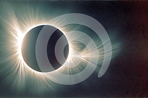 Beautifully diverging light from solar corona during total eclipse