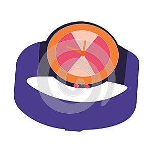 A Beautifully Drawn Purple And Orange Wrist Watch