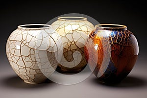 beautifully fired pottery with crackle glaze