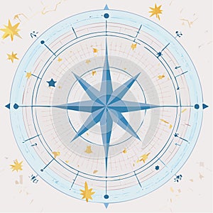 Celestial Navigation Compass with Stars