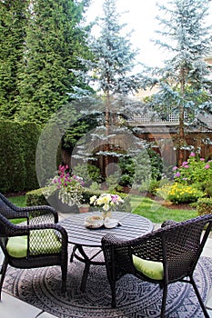 Beautifully landscaped Canadian backyard.