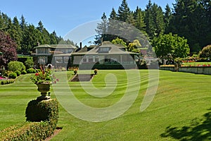 A beautifully landscaped lawn at the Butchart Gardens