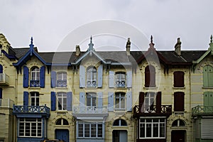 Beautifully restored Belle Epoque facades in Wimereux, seaside resort in Pas-de-Calais, Cote d`Opale region, France. photo