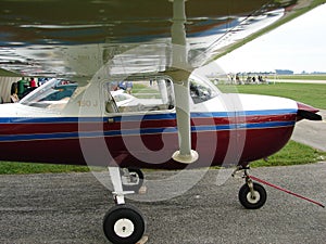 Beautifully restored Cessna 150 J trainer airplane.