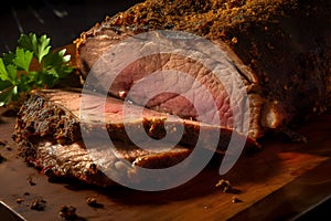 Beautifully roasted joint of meat that appears perfectly cooked, juicy, and browned.