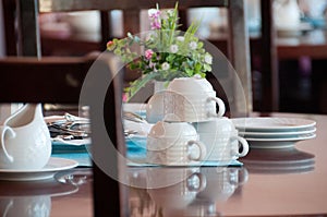 Beautifully served dinner table in the hotel restaurant