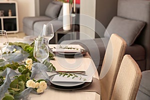 Beautifully served festive table