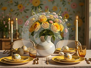 A beautifully set Easter-themed table