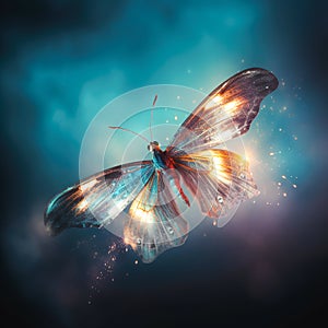 Generative AI: beautifuly butterflies as magical fairies photo