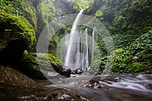 Beautuful waterfall near Rinjani, Senaru, Lombok, Indonesia