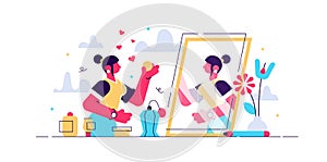 Daily beauty life vector illustration. Flat tiny