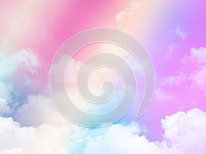 beauty abstract sweet pastel soft red and violet with fluffy clouds on sky. multi color rainbow image. fantasy growing light