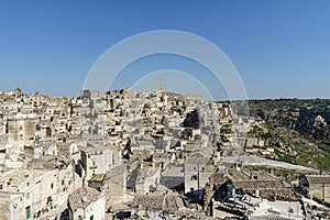 Beauty of ancient ghost town of Matera Sassi di Matera in brig