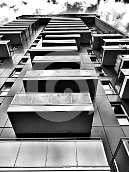 Beauty architecture example on apartament in Gdansk, Poland. Artistic look in black and white. photo