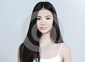 Beauty Asian Woman face Portrait. Beautiful Spa model Girl with