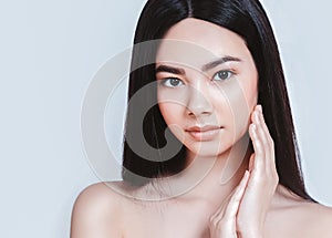 Beauty Asian Woman face Portrait. Beautiful Spa model Girl with