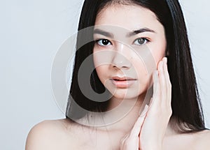 Beauty Asian Woman face Portrait. Beautiful Spa model Girl with