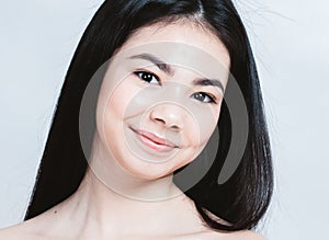 Beauty Asian Woman face Portrait. Beautiful Spa model Girl with