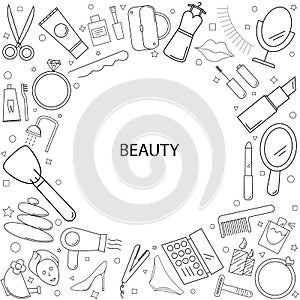 Beauty background from line icon