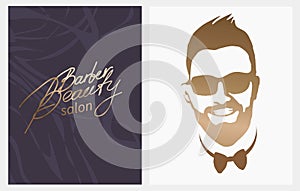 Beauty Barber salon. beard, mustache, hairstyle. Hipster barbershop european man with beards moustaches, stylish haircut