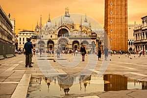 The beauty of Basilica di San Marco in the golden hour, Piazza S