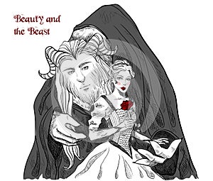 Beauty and the Beast. Characters on white isolated background