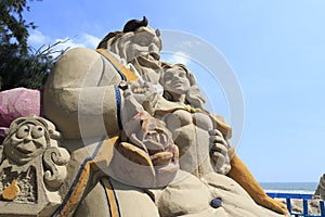 Beauty and the beast sand sculpture