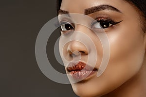 Beauty black skin woman African Ethnic female face. Young african american model. Lux model