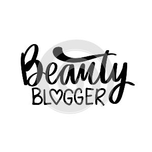 Beauty Blogger lettering isolated on white. Stock vector illustration.