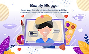 Beauty Blogger Video Channel Flat Vector Banner