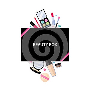 Beauty box cosmetics service illustration