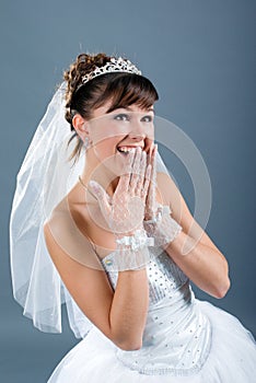 Beauty bride dressed in white wedding dress