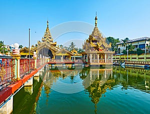 The beauty of Burmese temples, Kyay Thone Pagoda, Yangon, Myanmar