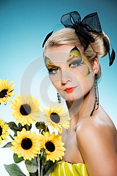 Beauty with butterfly face-art