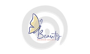 Beauty butterfly simple lines colorful logo vector symbol icon design illustration
