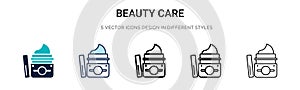 Beauty care icon in filled, thin line, outline and stroke style. Vector illustration of two colored and black beauty care vector