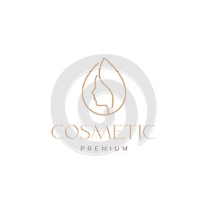 beauty care skin hair face women drop water minimalist line logo design icon vector illustration