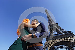 Beauty caucasian couple in Paris