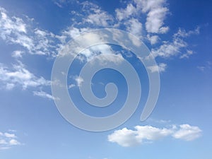 Beauty cloud against a blue sky background. Sky slouds. Blue sky with cloudy weather, nature cloud. White clouds, blue sky and sun