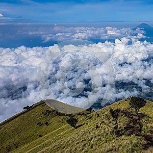 The beauty of the clouds at the top of Mount Merbabu
