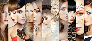 Beauty collage. Faces of women