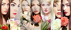 Beauty collage. Faces of women