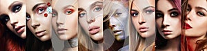 Beauty collage. women. Makeup, beautiful girls