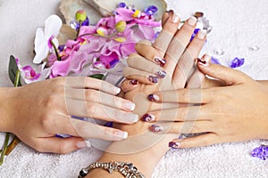 Beauty concept - acrylic fingernails