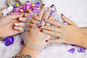 Beauty concept - acrylic fingernails