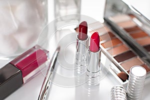 Beauty concept. Professional cosmetics for facial makeup