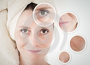 beauty concept - skin care, anti-aging procedures, rejuvenation, lifting, tightening of facial skin