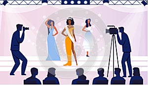 Beauty Contest Final Flat Vector Illustration