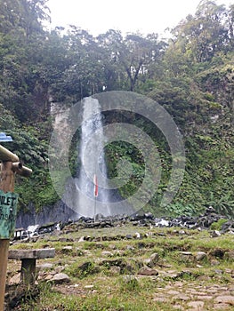 the beauty and coolness of the waterfall in nature